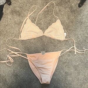 wild fable Peach Crochet Triangle Bikini Set